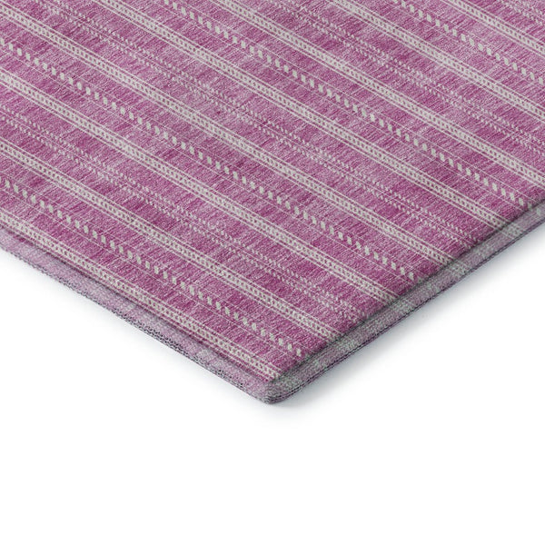 HomeRoots 8' X 10' Blush & Ivory Striped Area Rug - Machine Washable, UV Protected, Stain Resistant for Homes 673835