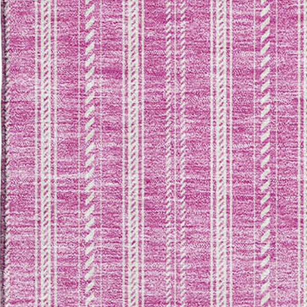 HomeRoots 8' X 10' Blush & Ivory Striped Area Rug - Machine Washable, UV Protected, Stain Resistant for Homes 673835