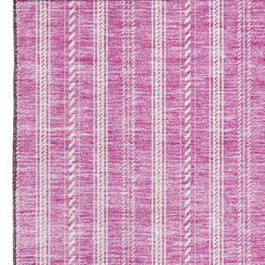 HomeRoots 8' X 10' Blush & Ivory Striped Area Rug - Machine Washable, UV Protected, Stain Resistant for Homes 673835