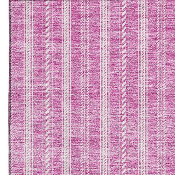 HomeRoots 8' X 10' Blush & Ivory Striped Area Rug - Machine Washable, UV Protected, Stain Resistant for Homes 673835