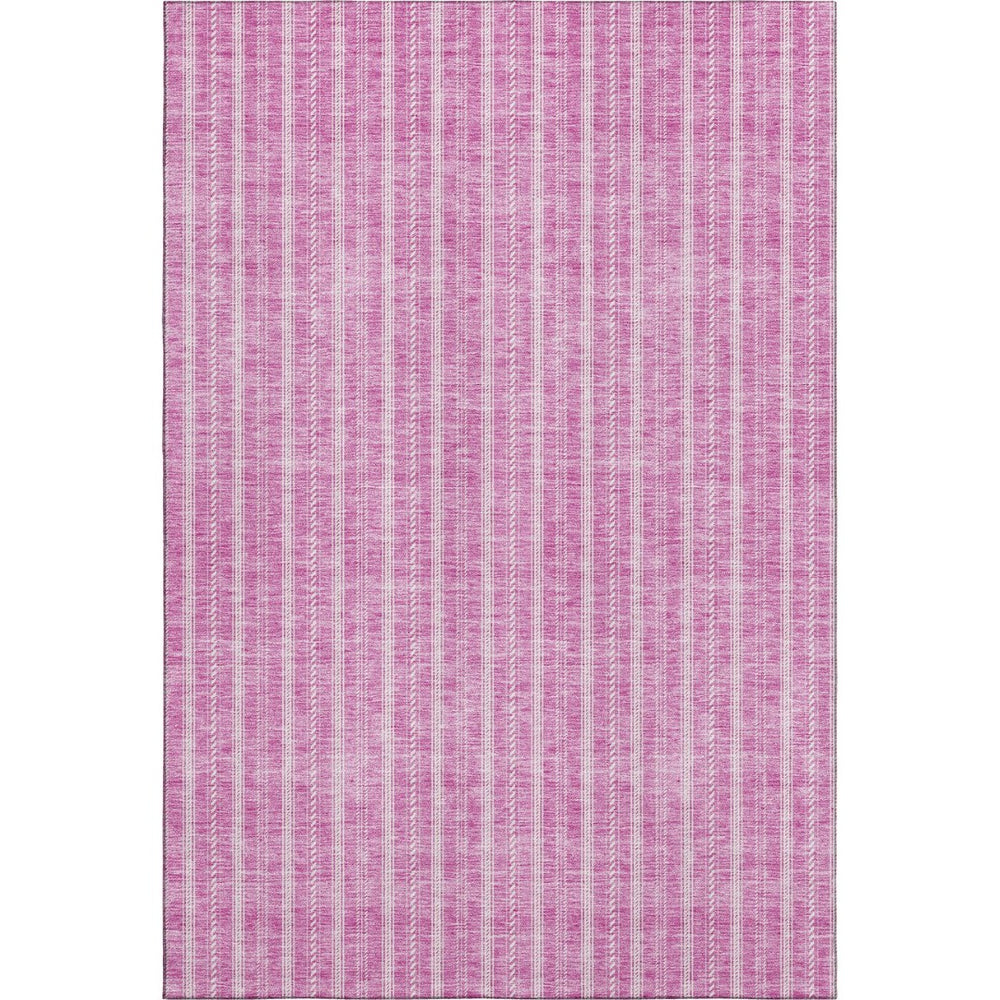 HomeRoots 10' X 14' Washable Blush & Ivory Striped Area Rug with UV Protection for Stylish and Durable Spaces 673837