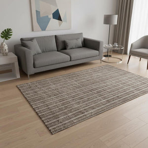 HomeRoots 5' X 8' Brown And Ivory Striped Area Rug - Washable, Stain Resistant, UV Protected for Family Homes 673839