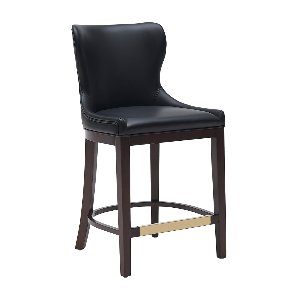 English Elm Blair Wood Upholstered Counter Stool - Stylish Black Design With Wingback Support & Footrest B365P398070