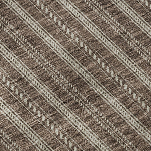 HomeRoots 8' Brown and Ivory Striped Washable Round Rug - Durable, Stain-Resistant with UV Protection for Homes 673840