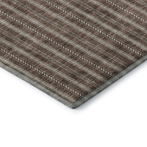 HomeRoots 8' X 10' Brown and Ivory Striped Washable Area Rug – Durable, UV-Protected, Ideal for Busy Homes! 673841