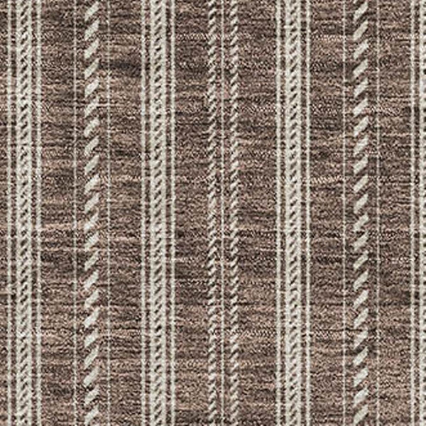 HomeRoots 8' X 10' Brown and Ivory Striped Washable Area Rug – Durable, UV-Protected, Ideal for Busy Homes! 673841