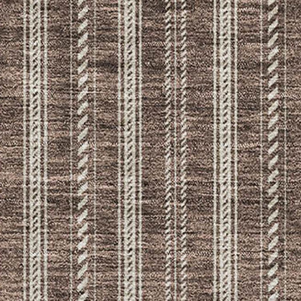 HomeRoots 9' X 12' Brown And Ivory Striped Washable Area Rug - Durable, UV-Protected Design for Busy Homes 673842