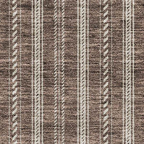 HomeRoots 10' Brown & Ivory Striped Washable Area Rug - Durable, UV Protected, Ideal for Busy Homes & Spaces 673843