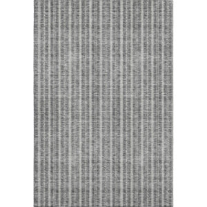 HomeRoots 5' X 8' Gray And Ivory Striped Area Rug - Washable, UV Protected, Stain-Resistant for Homes with Pets 673845
