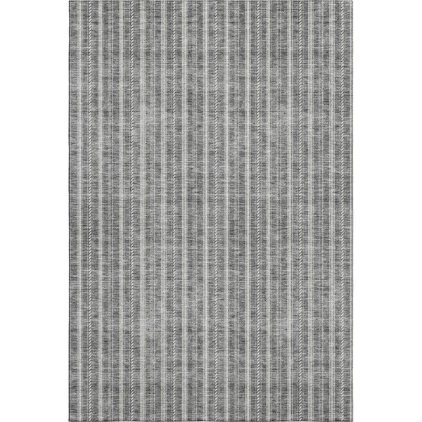 HomeRoots 5' X 8' Gray And Ivory Striped Area Rug - Washable, UV Protected, Stain-Resistant for Homes with Pets 673845