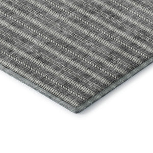HomeRoots 5' X 8' Gray And Ivory Striped Area Rug - Washable, UV Protected, Stain-Resistant for Homes with Pets 673845