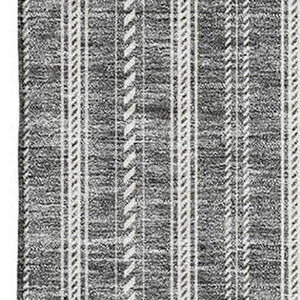 HomeRoots 5' X 8' Gray And Ivory Striped Area Rug - Washable, UV Protected, Stain-Resistant for Homes with Pets 673845