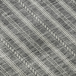 HomeRoots 8' Gray And Ivory Striped Round Washable Rug - UV Protection, Durable and Stylish for Busy Homes 673846