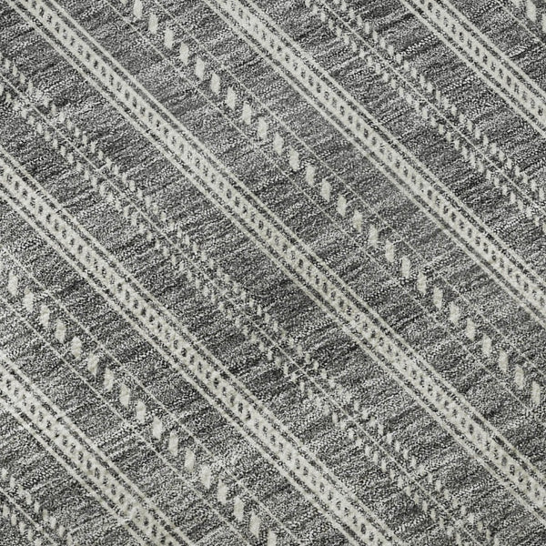 HomeRoots 8' Gray And Ivory Striped Round Washable Rug - UV Protection, Durable and Stylish for Busy Homes 673846