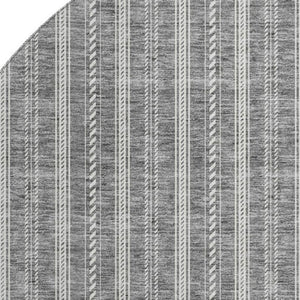 HomeRoots 8' Gray And Ivory Striped Round Washable Rug - UV Protection, Durable and Stylish for Busy Homes 673846