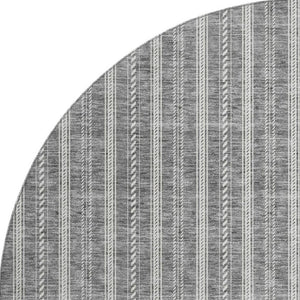HomeRoots 8' Gray And Ivory Striped Round Washable Rug - UV Protection, Durable and Stylish for Busy Homes 673846