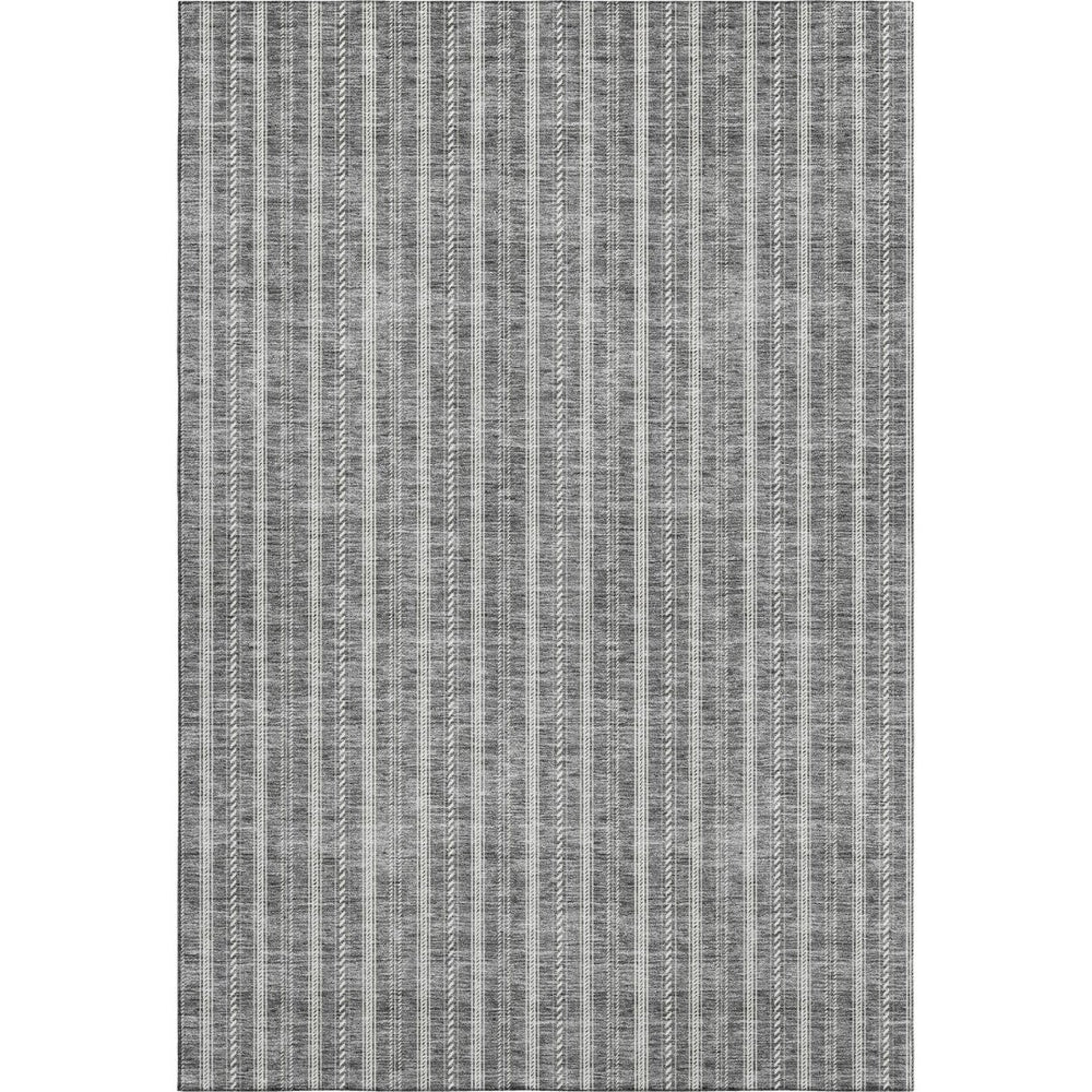 HomeRoots 9' X 12' Gray and Ivory Striped Washable Area Rug with UV Protection for Stylish, Busy Homes 673848