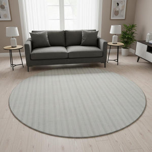 HomeRoots 8' Ivory And Beige Striped Round Rug - Washable, UV Protected, Perfect for Living Spaces & Pets! 673852