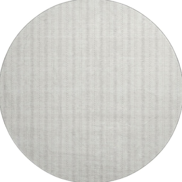 HomeRoots 8' Ivory And Beige Striped Round Rug - Washable, UV Protected, Perfect for Living Spaces & Pets! 673852