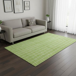 HomeRoots 5' X 8' Vibrant Lime Green and Ivory Striped Washable Area Rug with UV Protection for Any Space 673857