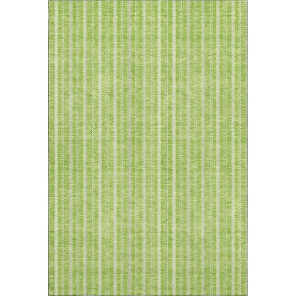 HomeRoots 9' X 12' Vibrant Lime Green & Ivory Striped Area Rug - Durable, Stain Resistant, UV Protected Design 673860