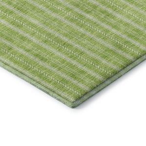 HomeRoots 9' X 12' Vibrant Lime Green & Ivory Striped Area Rug - Durable, Stain Resistant, UV Protected Design 673860