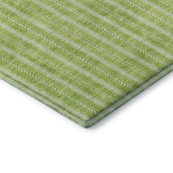 HomeRoots 9' X 12' Vibrant Lime Green & Ivory Striped Area Rug - Durable, Stain Resistant, UV Protected Design 673860