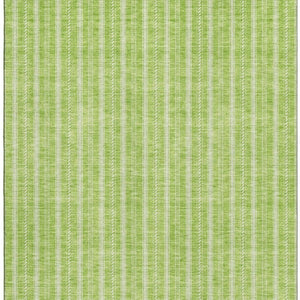 HomeRoots 9' X 12' Vibrant Lime Green & Ivory Striped Area Rug - Durable, Stain Resistant, UV Protected Design 673860