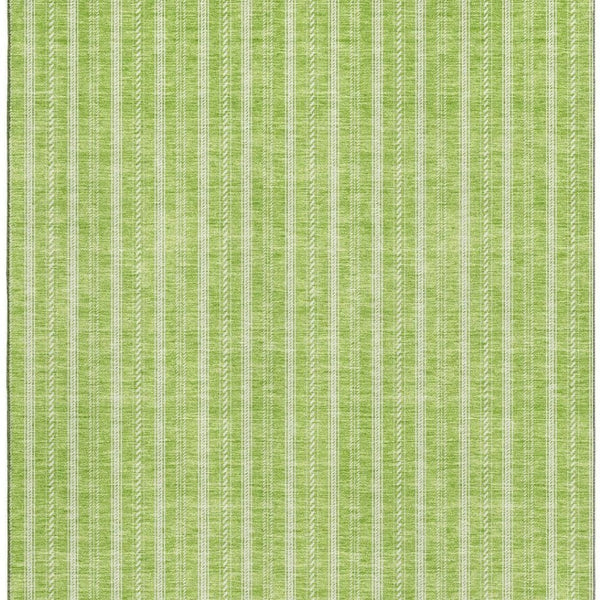 HomeRoots 9' X 12' Vibrant Lime Green & Ivory Striped Area Rug - Durable, Stain Resistant, UV Protected Design 673860