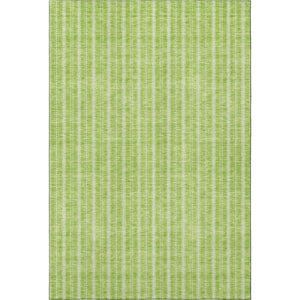 HomeRoots 9' X 12' Vibrant Lime Green & Ivory Striped Area Rug - Durable, Stain Resistant, UV Protected Design 673860