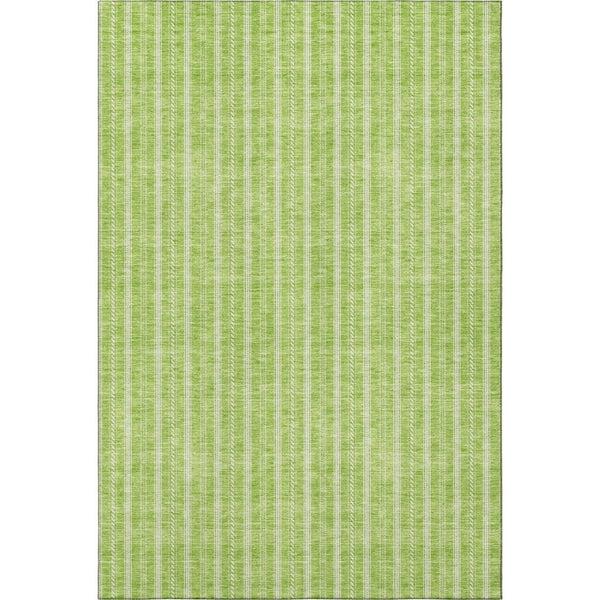 HomeRoots 9' X 12' Vibrant Lime Green & Ivory Striped Area Rug - Durable, Stain Resistant, UV Protected Design 673860