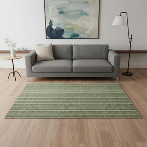 HomeRoots 5' X 8' Olive Green Striped Area Rug - Washable, UV Protected, Durable for Kids & Pets, Stylish Decor 673863
