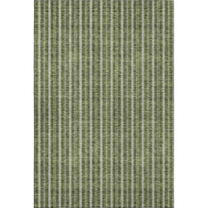 HomeRoots 5' X 8' Olive Green Striped Area Rug - Washable, UV Protected, Durable for Kids & Pets, Stylish Decor 673863