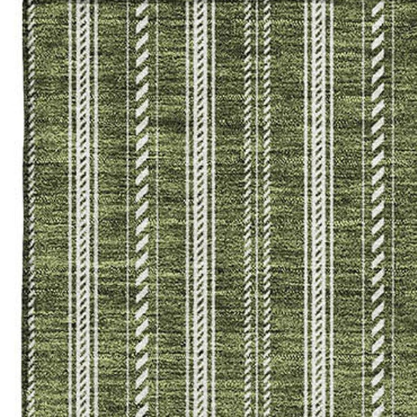 HomeRoots 5' X 8' Olive Green Striped Area Rug - Washable, UV Protected, Durable for Kids & Pets, Stylish Decor 673863