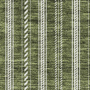 HomeRoots 8' X 10' Olive Green & Ivory Striped Washable Area Rug - UV Protected, Durable, Non-Slip Design 673865