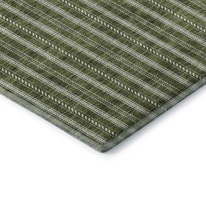 HomeRoots 9' X 12' Olive Green Striped Area Rug - Stylish, Washable, Stain Resistant, UV Protected for Homes 673866