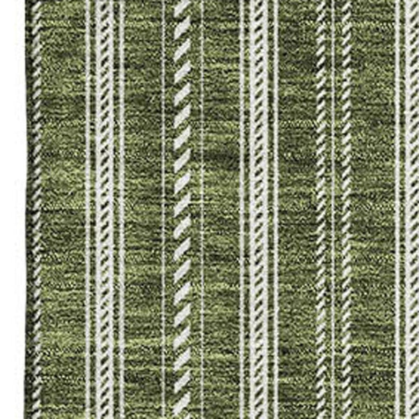 HomeRoots 9' X 12' Olive Green Striped Area Rug - Stylish, Washable, Stain Resistant, UV Protected for Homes 673866