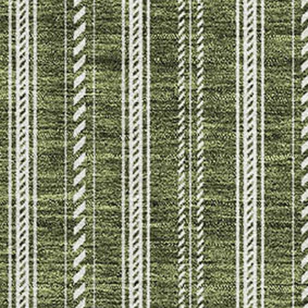 HomeRoots 10' Olive Green & Ivory Striped Washable Area Rug with UV Protection for High-Traffic Spaces 673867