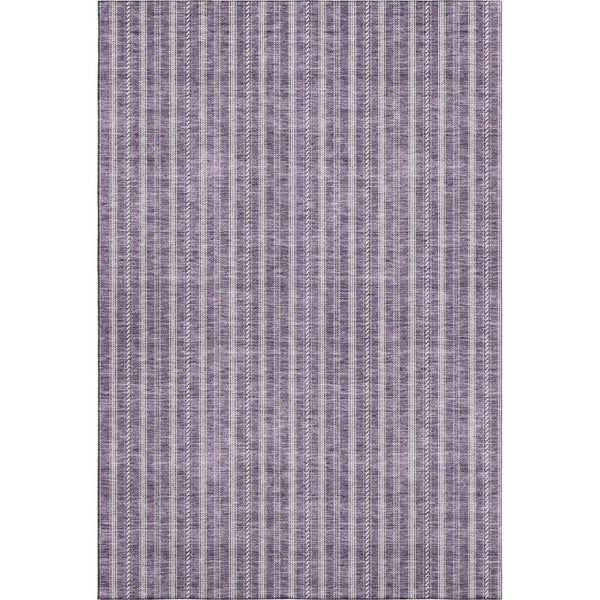 HomeRoots 5' X 8' Purple And Ivory Striped Area Rug - Washable, Stain-Resistant, UV Protected for Every Space! 673869