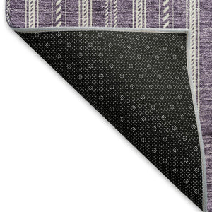 HomeRoots 5' X 8' Purple And Ivory Striped Area Rug - Washable, Stain-Resistant, UV Protected for Every Space! 673869
