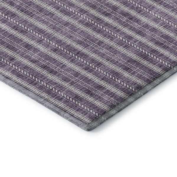 HomeRoots 5' X 8' Purple And Ivory Striped Area Rug - Washable, Stain-Resistant, UV Protected for Every Space! 673869