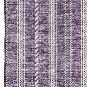 HomeRoots 5' X 8' Purple And Ivory Striped Area Rug - Washable, Stain-Resistant, UV Protected for Every Space! 673869