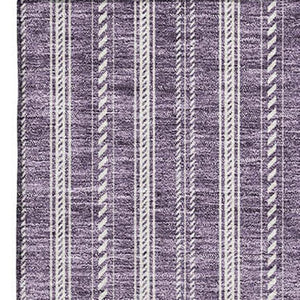 HomeRoots 5' X 8' Purple And Ivory Striped Area Rug - Washable, Stain-Resistant, UV Protected for Every Space! 673869