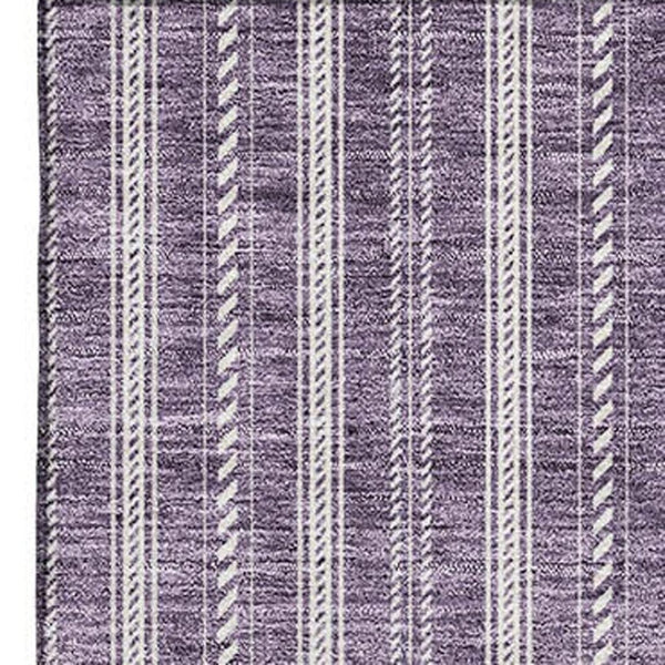 HomeRoots 5' X 8' Purple And Ivory Striped Area Rug - Washable, Stain-Resistant, UV Protected for Every Space! 673869