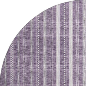 HomeRoots 8' Striped Washable Round Rug in Purple & Ivory - Durable, UV Protected, Perfect for Any Room! 673870