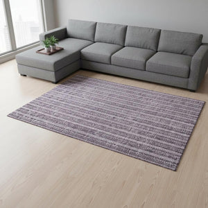 HomeRoots 8' X 10' Striking Purple and Ivory Striped Area Rug - Durable, Washable, UV-Protected for Busy Homes 673871