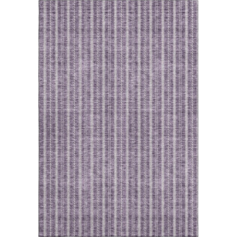 HomeRoots 9' X 12' Purple and Ivory Striped Washable Area Rug with UV Protection for Indoor/Outdoor Use 673872