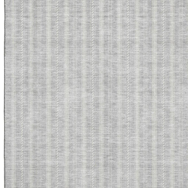HomeRoots 5' Silver & Ivory Striped Washable Area Rug – UV Protected, Stain Resistant, Perfect for High-Traffic Areas 673875