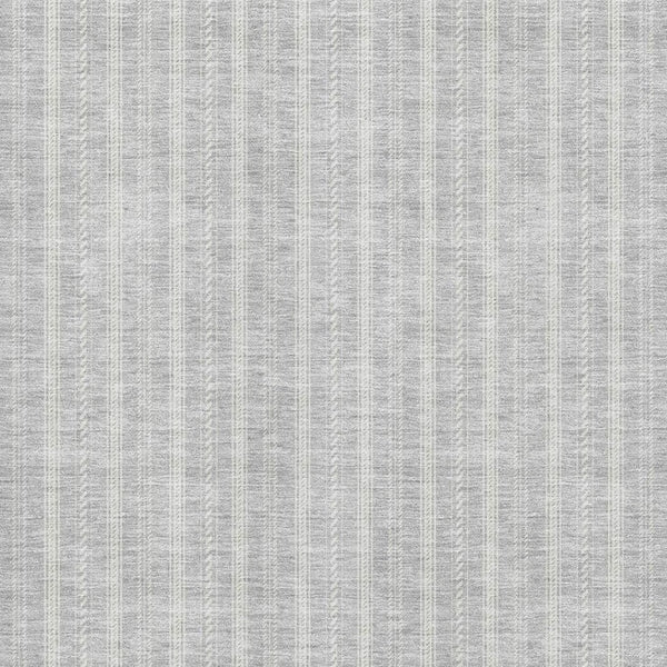 HomeRoots 8' X 10' Washable Silver & Ivory Striped Area Rug with UV Protection for High-Traffic Homes 673877