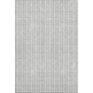 HomeRoots 10' X 14' Silver and Ivory Striped Washable Area Rug - Durable, UV-Protected, Stain-Resistant Design! 673879